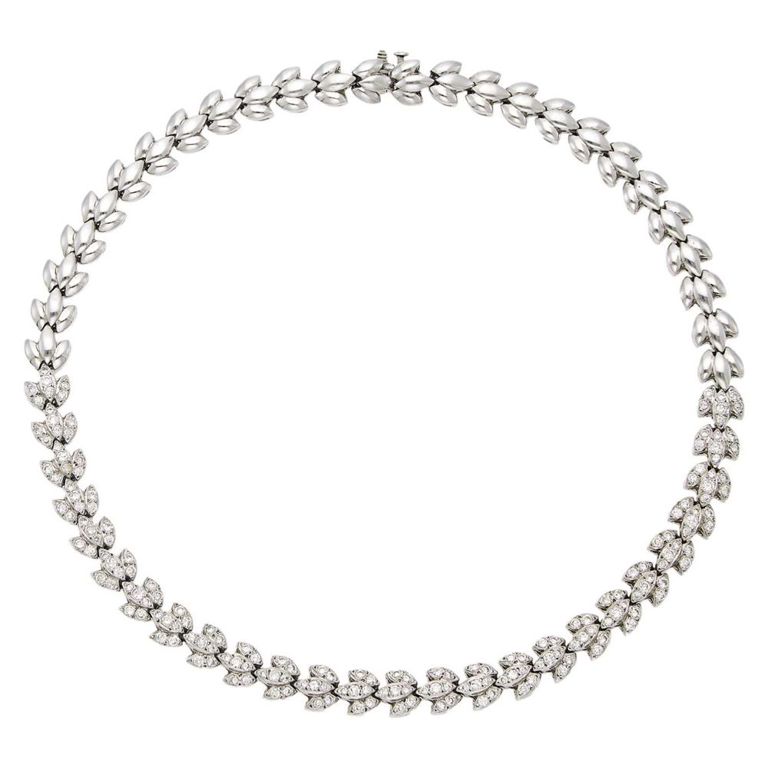 14k white gold necklace with diamonds
