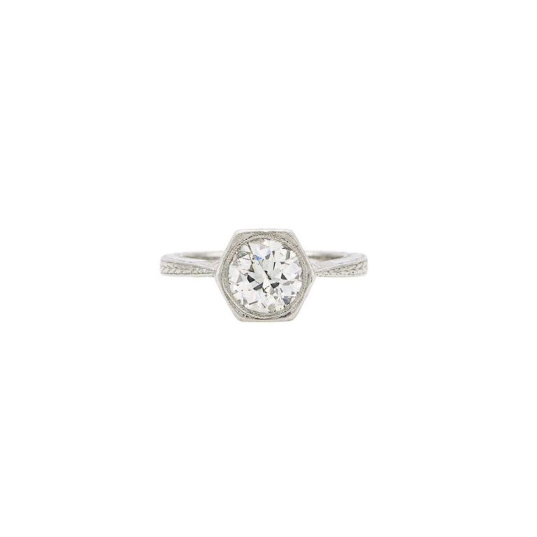 Platinum ring with old European-cut diamond