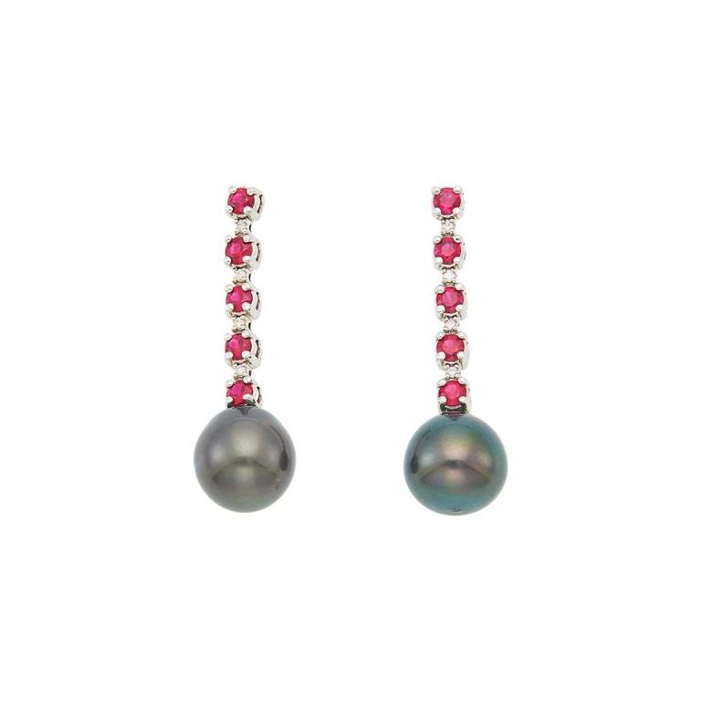 18k white gold pendant-earrings