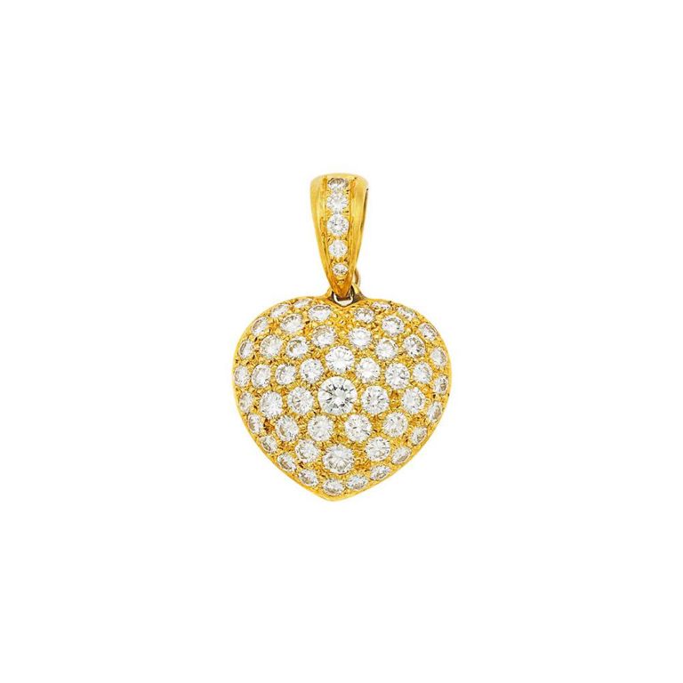 18k gold heart pendant with diamonds