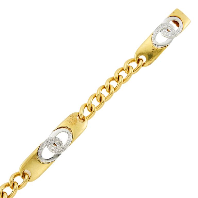 Two-color gold and diamond bracelet