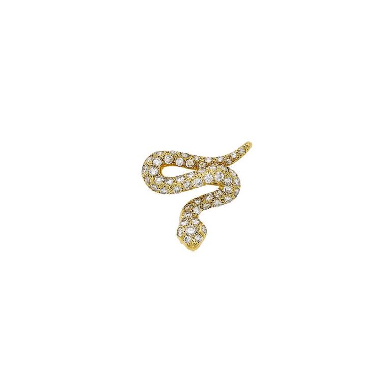 Gold and diamond serpent pendant-pin