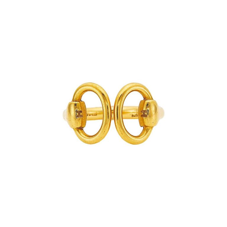Hermès Paris gold stirrup ring