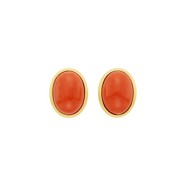 Pair of gold and coral earrings