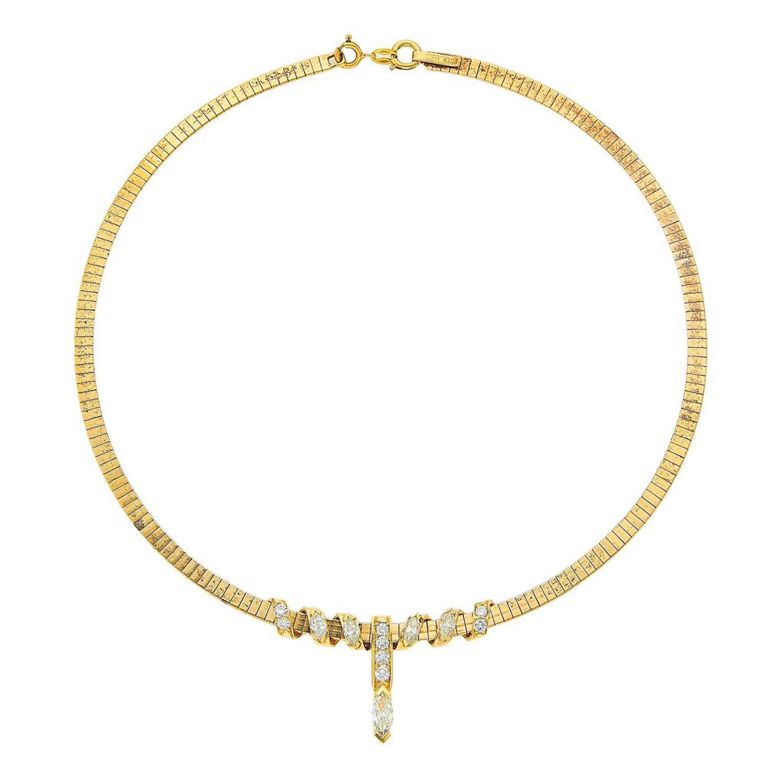 Gold and diamond Omega necklace