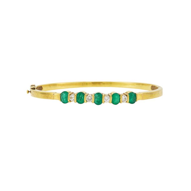 Gold, emerald and diamond bracelet