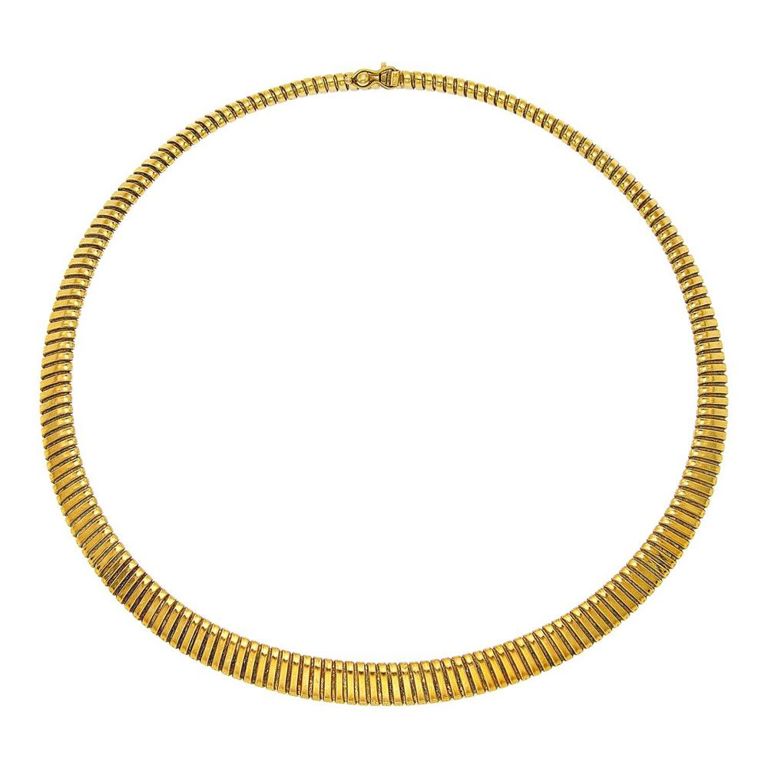 Gold tubogas link necklace