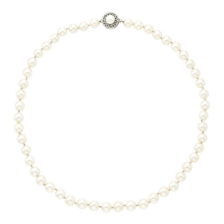 14k white gold cultured pearl necklace