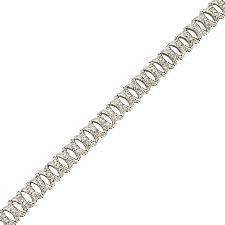 14k white gold diamond 'X' link bracelet
