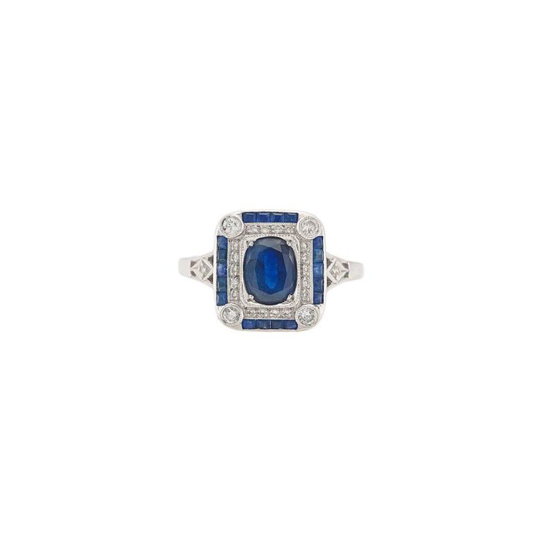 18k white gold sapphire and diamond ring