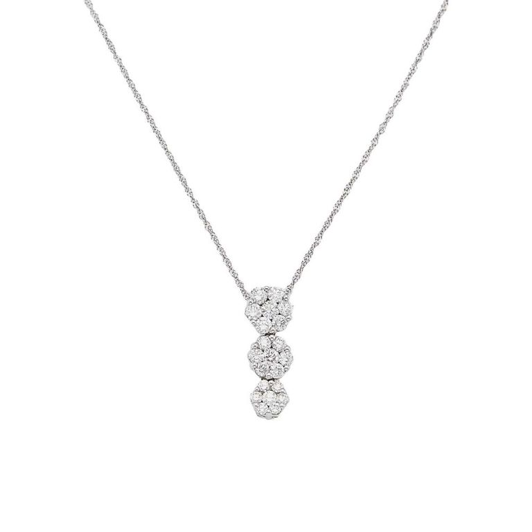 14k white gold diamond pendant with chain necklace