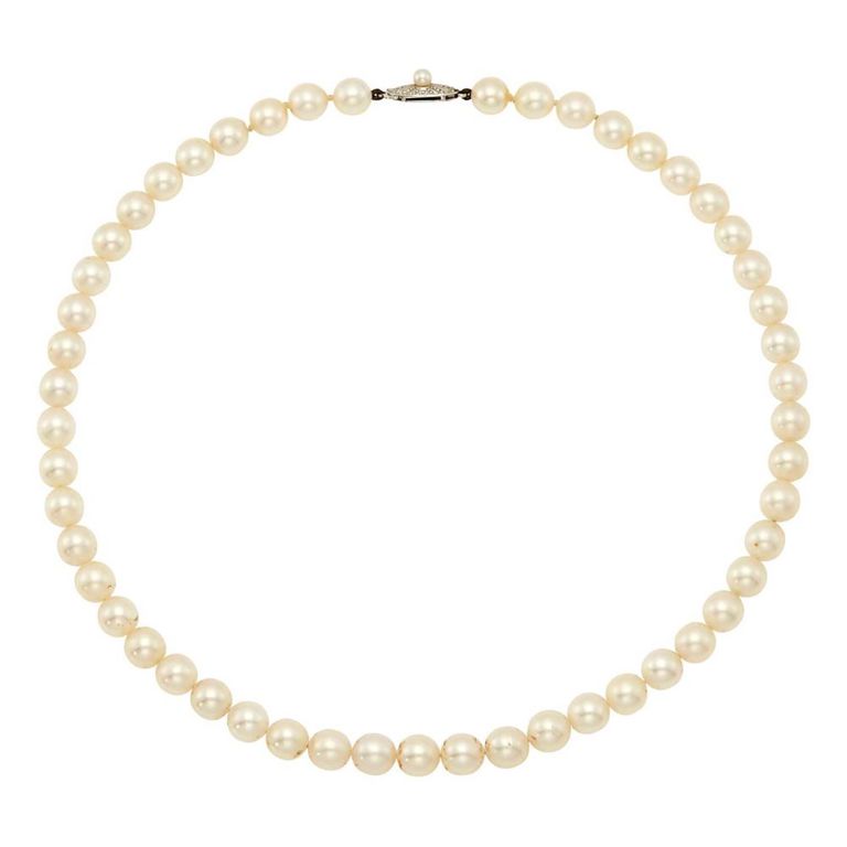 10k white gold Mikimoto cultured pearl necklace