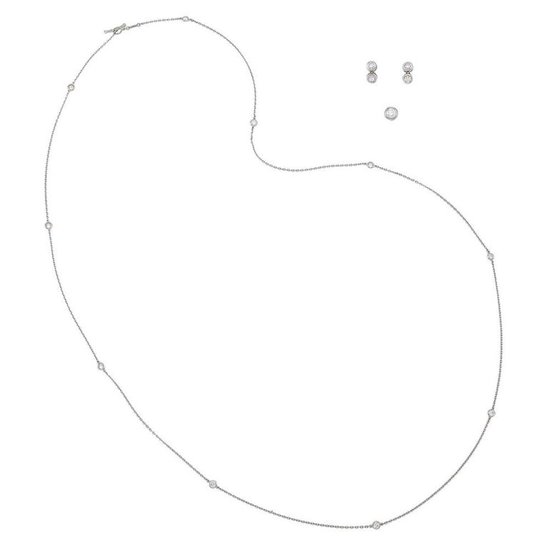 Platinum Tiffany & Co. Elsa Peretti diamond necklace and earrings set
