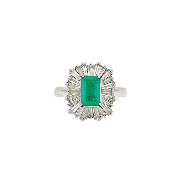 Platinum emerald and diamond Ring-Dant