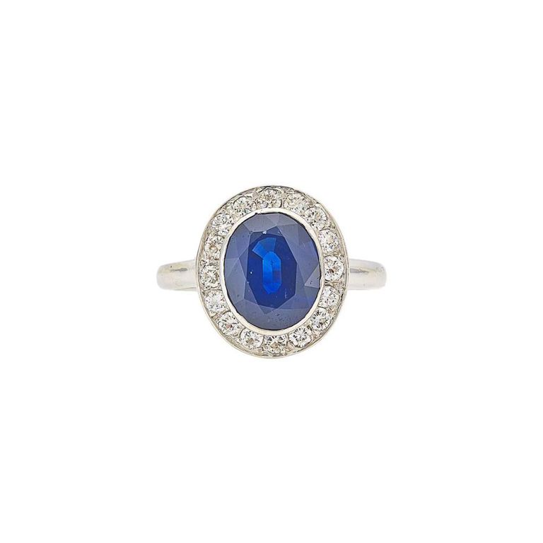 14k white gold sapphire and diamond ring