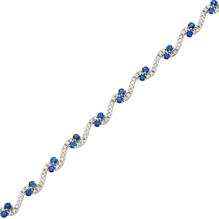 14k white gold sapphire and diamond bracelet