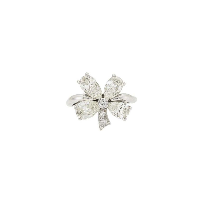 Platinum diamond flower ring