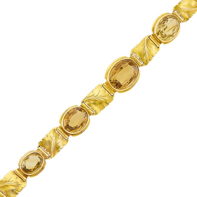 14k antique gold citrine bracelet
