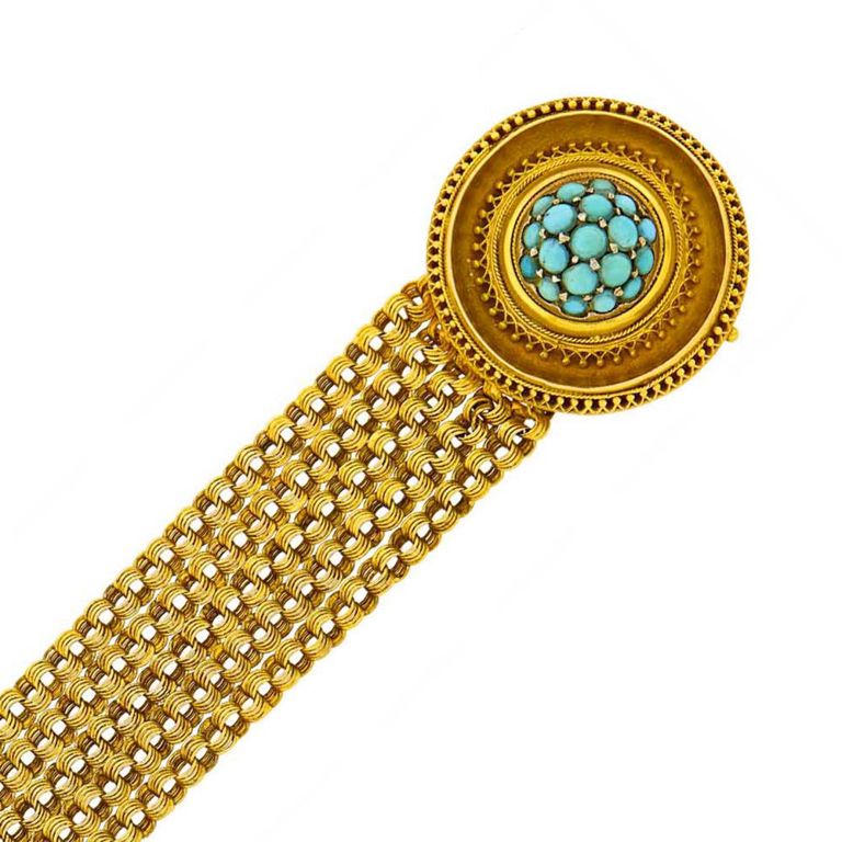 14k antique five-strand gold chain bracelet