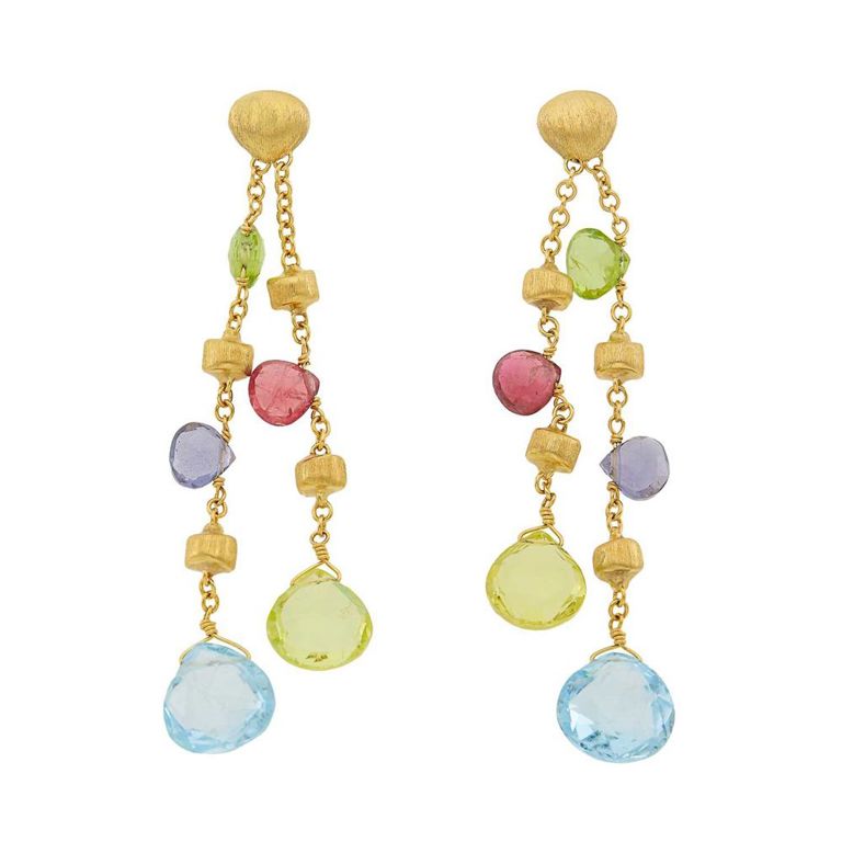 Marco Bicego 18k gold and colored stone 'Paradise' pendant earrings