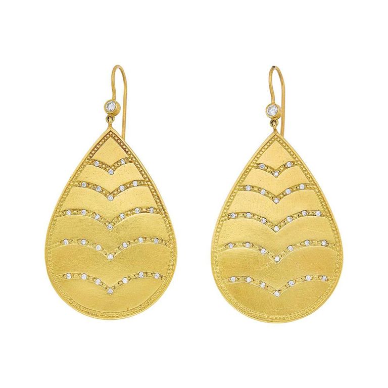 Jaime Wolf 18k gold and diamond pendant earrings