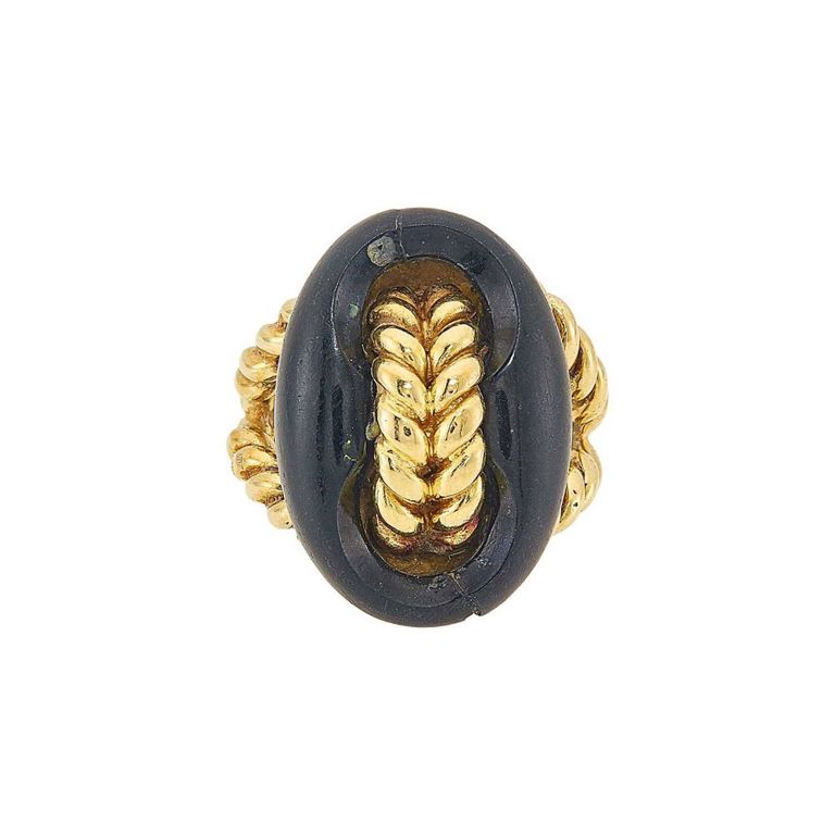 14k gold and ebony nautical ring