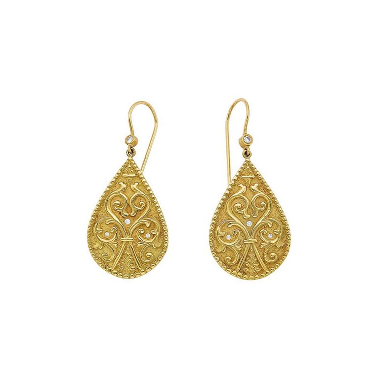 Jaime Wolf 18k gold and diamond pendant earrings