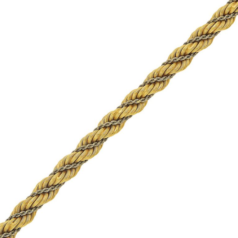 18k two-color gold rope-twist bracelet