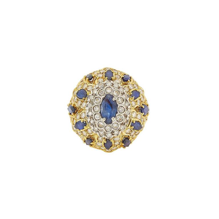 18k gold, sapphire and diamond ring