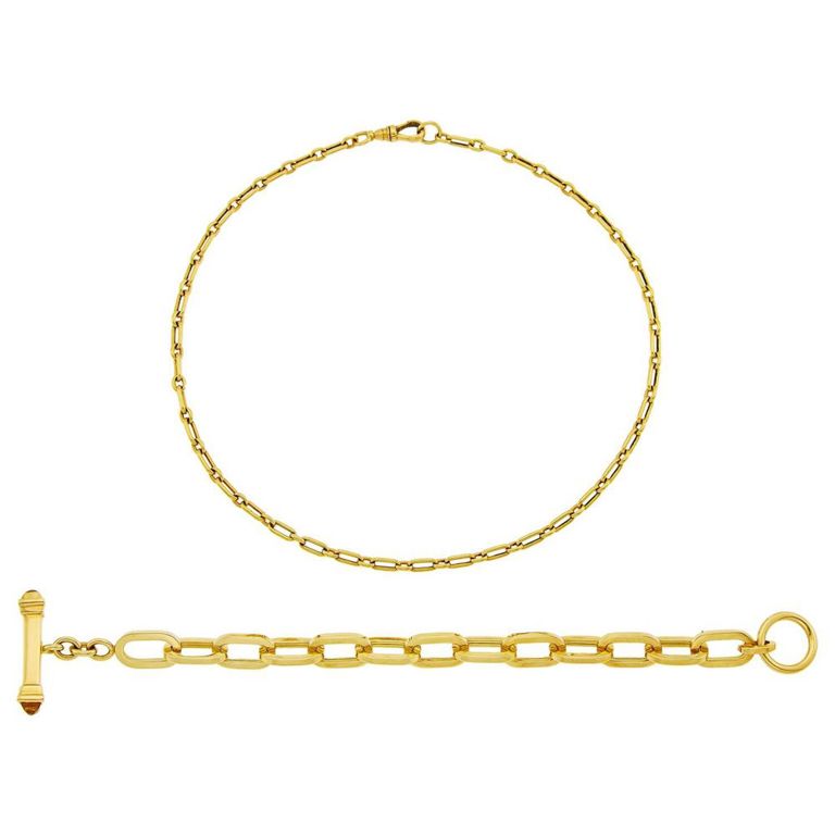 18k gold necklace and citrine bracelet