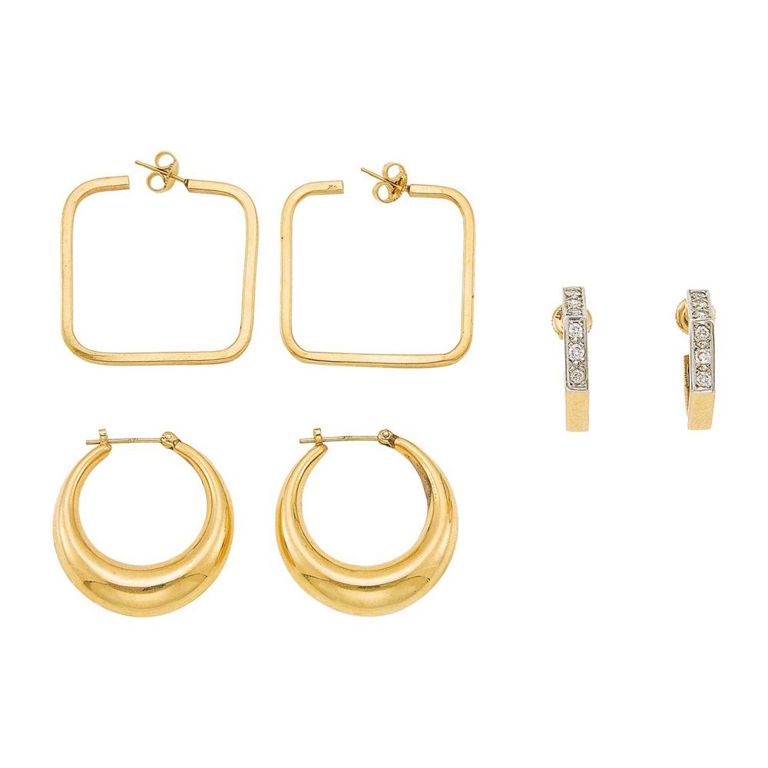 14k gold and diamond hoop earrings