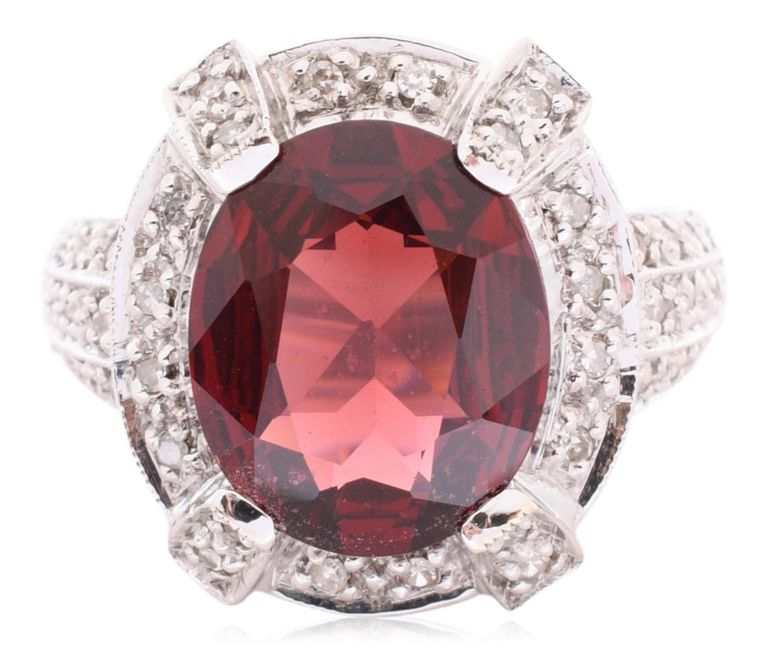 14k white gold and garnet ring