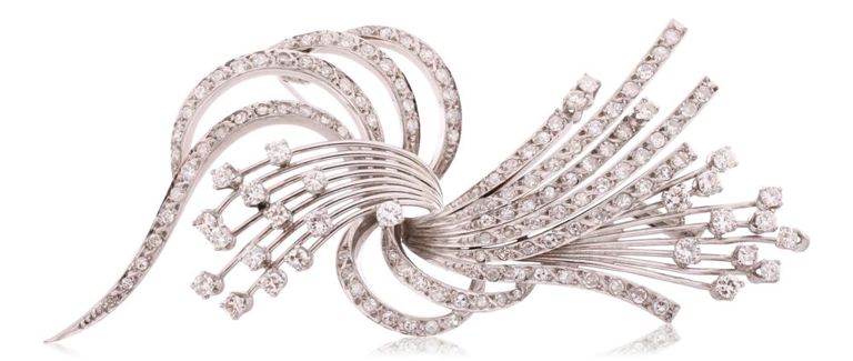Platinum and diamond spray brooch