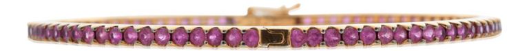 18k yellow gold and pink sapphire bangle bracelet