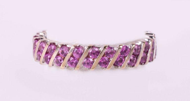Asprey 18k white gold and pink sapphire ring