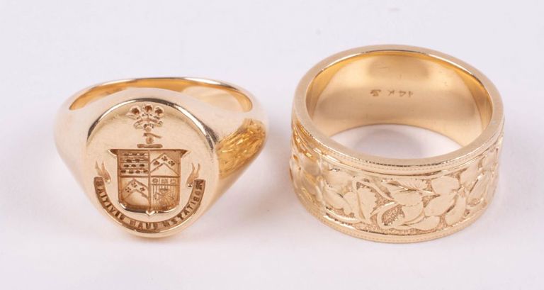Pair of 14k yellow gold rings