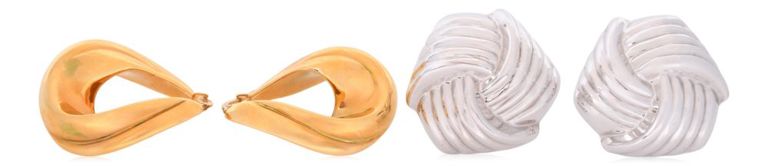 Two pairs of 14k gold earrings