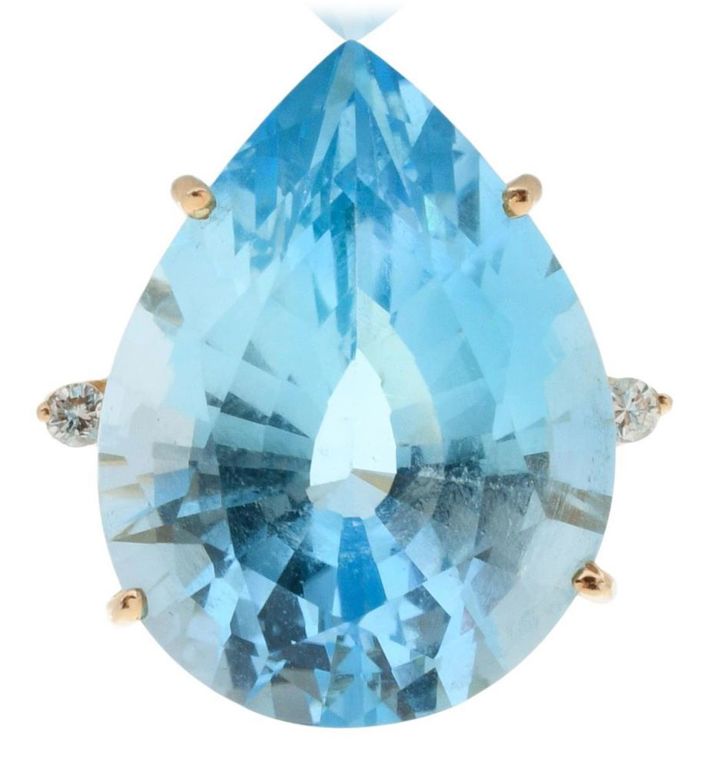 14k yellow gold blue topaz and diamond ring
