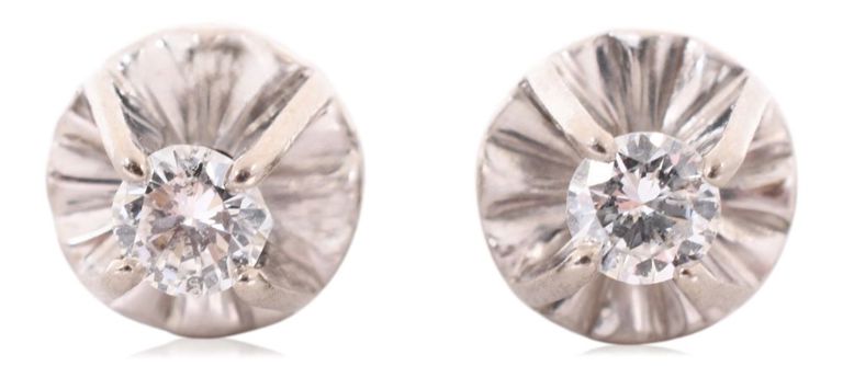 14k white gold and diamond earrings