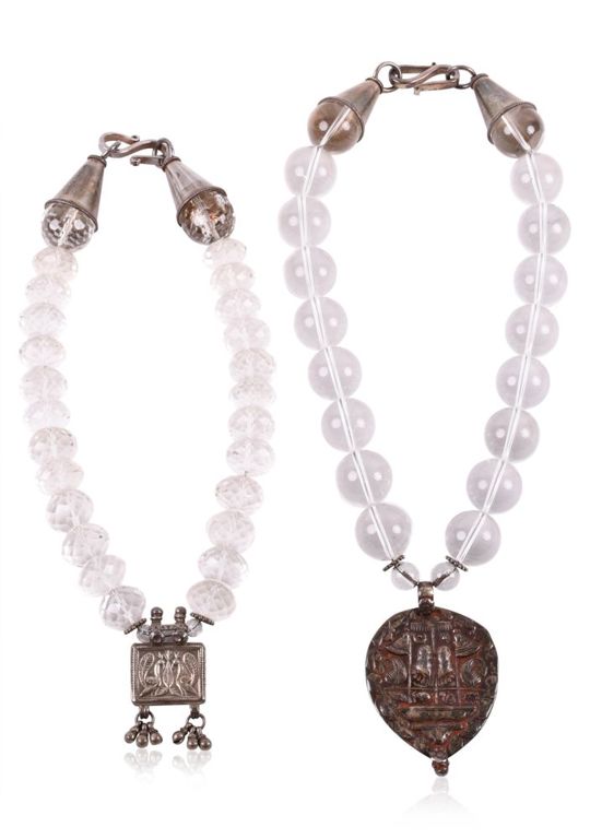 Pair of Bobbie Medlin rock crystal bead necklaces