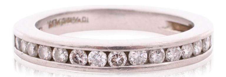 Platinum and diamond wedding band