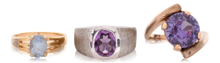 Gilt-silver and sterling silver gemstone rings