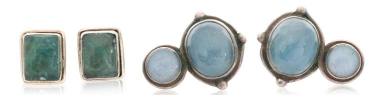 Collection of sterling silver and hard stone earrings