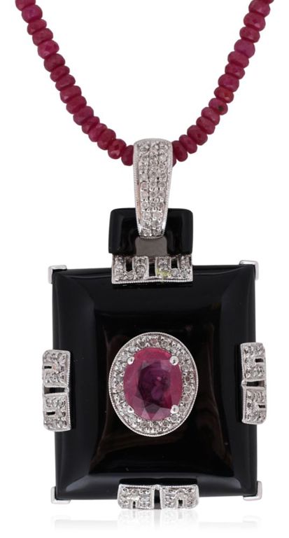 Art Deco style ruby and onyx necklace
