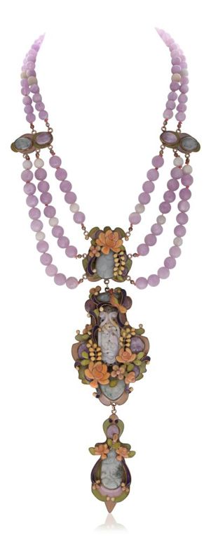 Bead necklace with jade by Vega Maddux