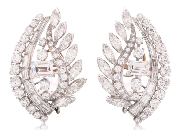 Platinum and diamond earrings