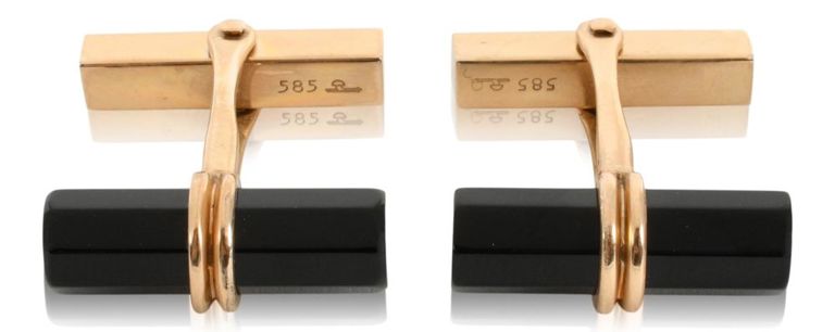 Tiffany & Co. 14k yellow gold and onyx cufflinks