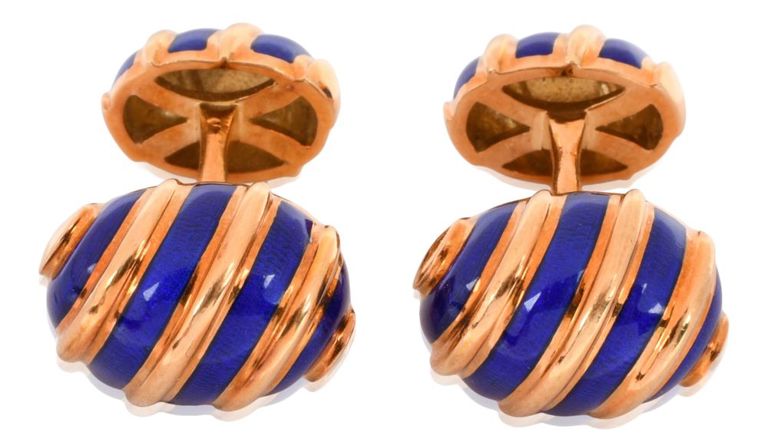 Jean Schlumberger for Tiffany & Co. 18k yellow gold and blue enamel cufflinks