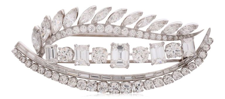 Platinum and diamond brooch