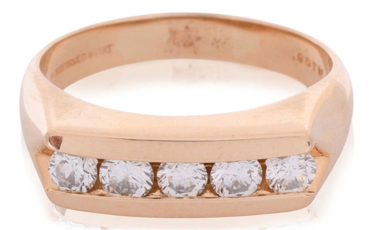 14k yellow gold and diamond gentleman's ring